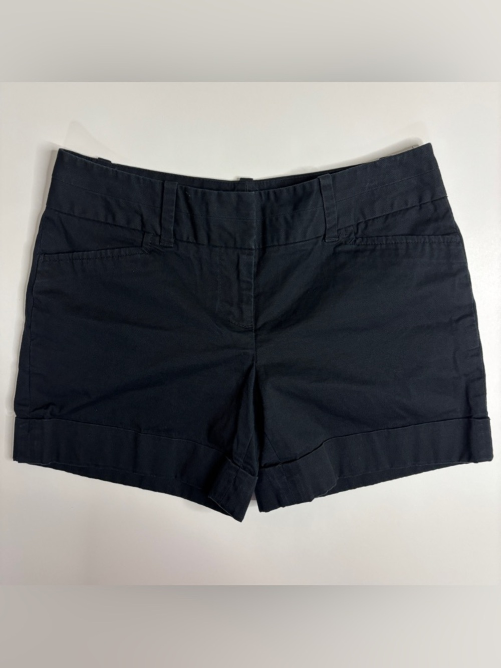 The Limited Drew Fit Black Chino Shorts Size 6 Cuffed Stretch